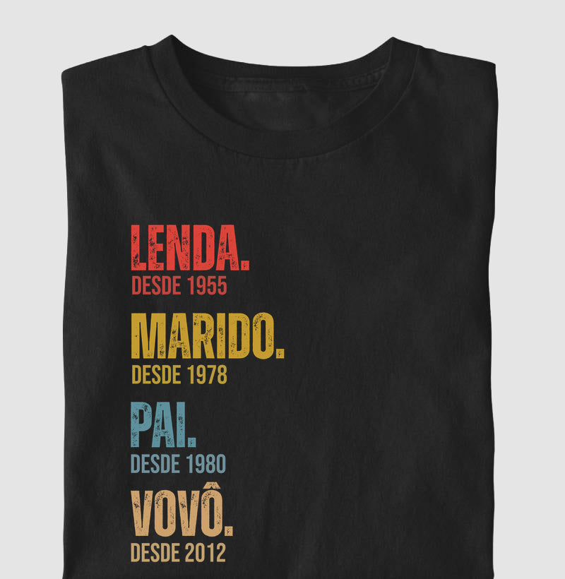 Camiseta Personalizada Lenda, Marido, Pai e Vovô