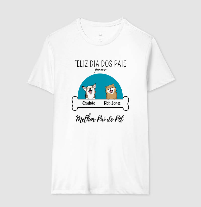 Camiseta Personalizada Dia dos Pais - Melhor Pai de Pet com 1, 2 ou 3 cachorros