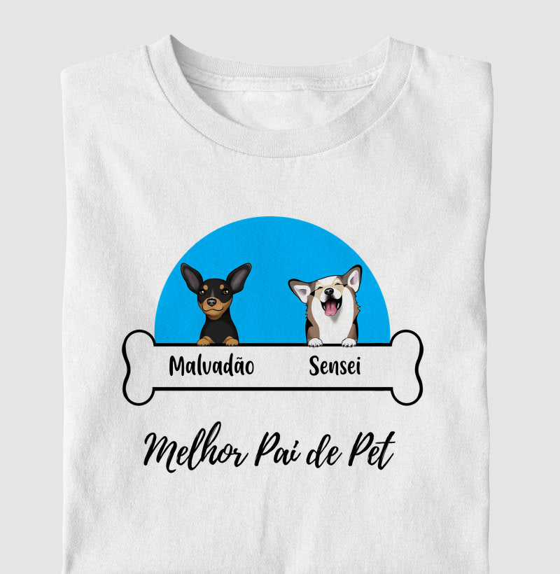 Camiseta Personalizada Melhor Pai de Pet com 1, 2 ou 3 cachorros