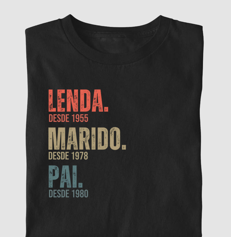 Camiseta Personalizada Lenda, Marido e Pai - Preta