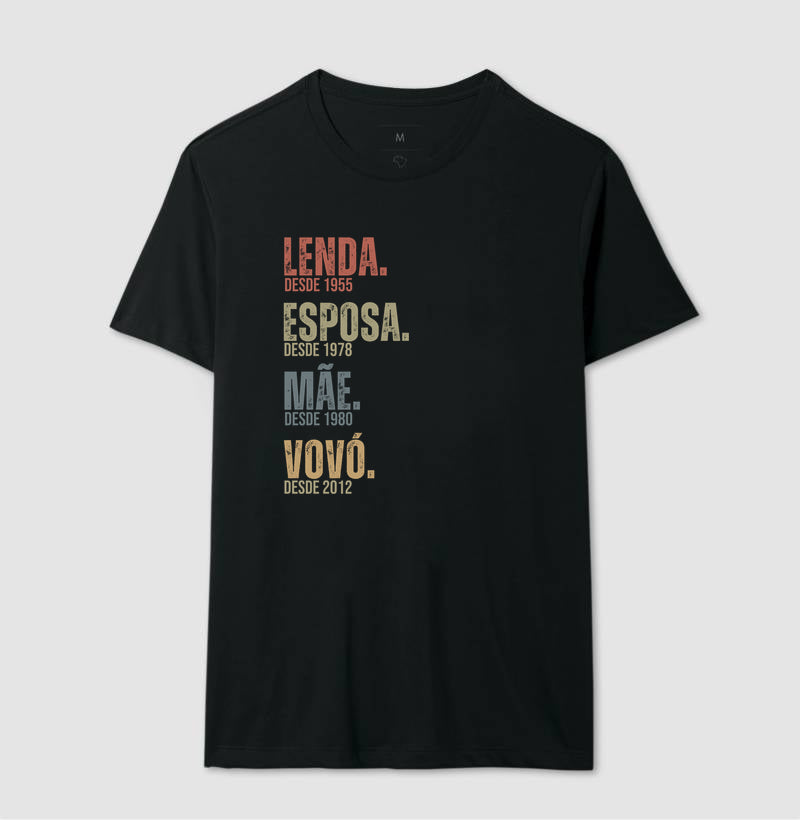 Camiseta Personalizada Lenda, Esposa, Mãe, Vovó - Preta