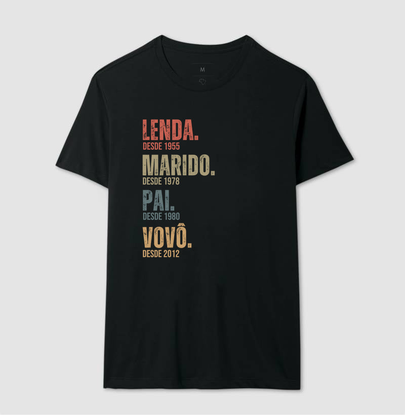 Camiseta Personalizada Lenda, Marido, Pai e Vovô - Preta