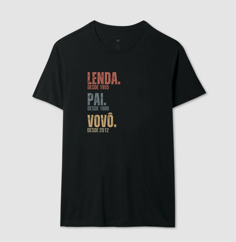 Camiseta Personalizada Lenda, Pai e Vovô - Preta