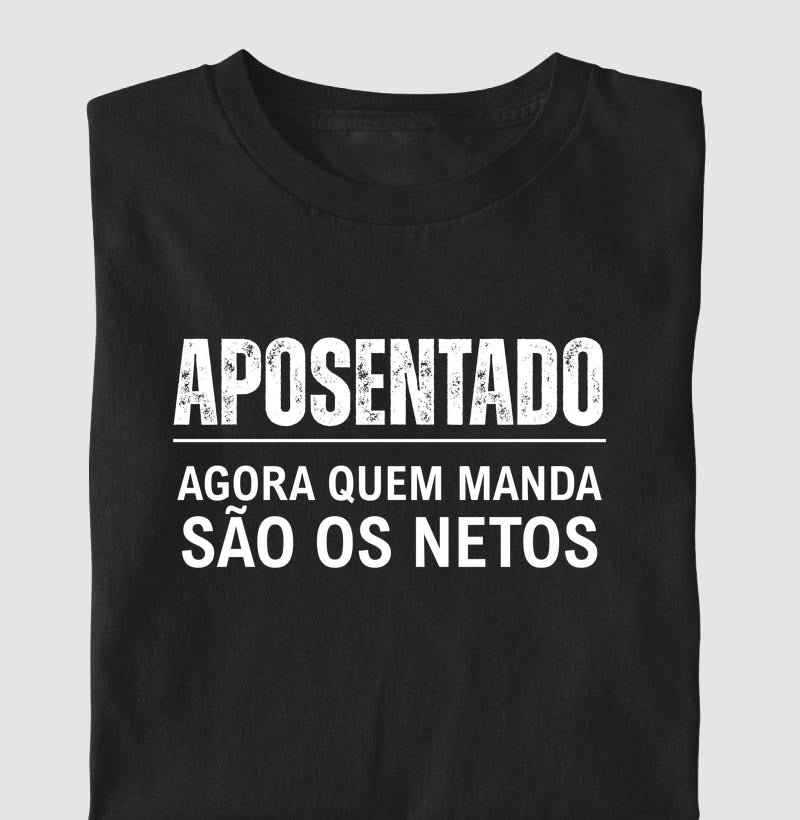 Camiseta Personalizada Aposentado, agora quem manda são os netos