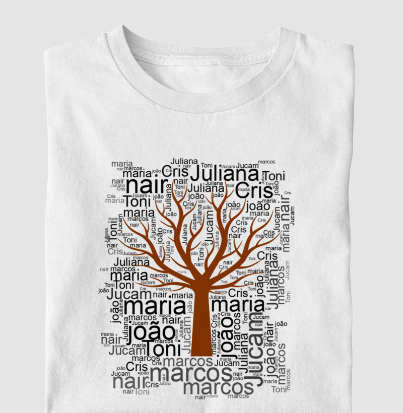 Camiseta Personalizada Árvore de Nomes da Família