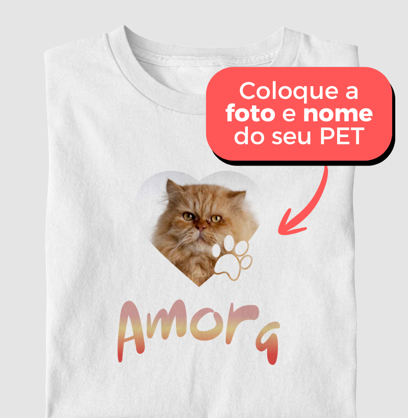 Camiseta Personalizada Pet com Foto em Moldura e Nome