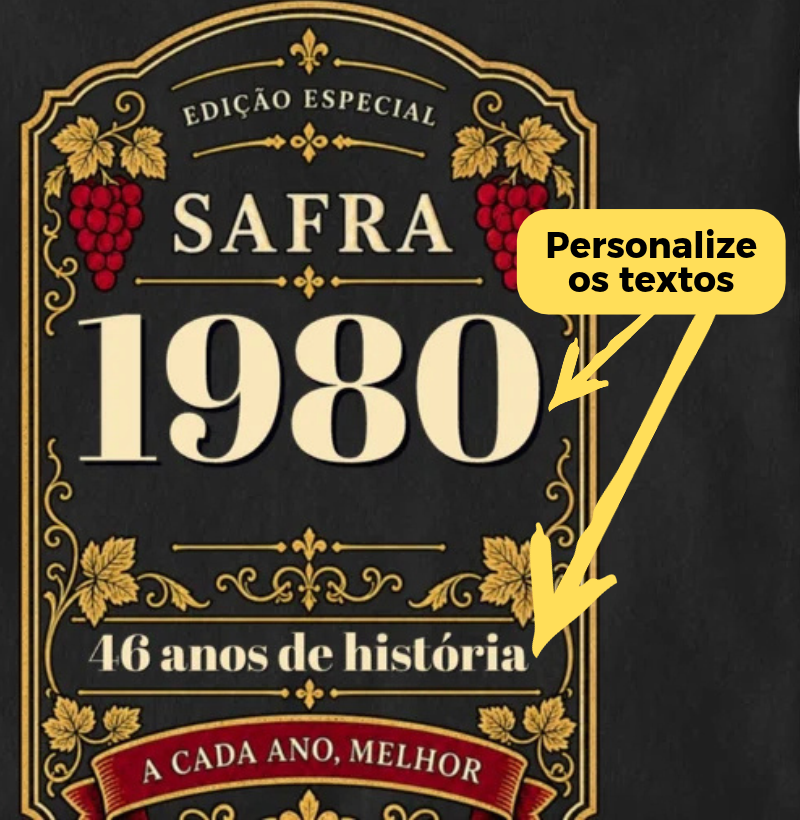 Camiseta Personalizada Rótulo de Vinho com Ano de Safra