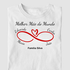 Camiseta Personalizada Melhor Mãe do Mundo (com até 4 Nomes)