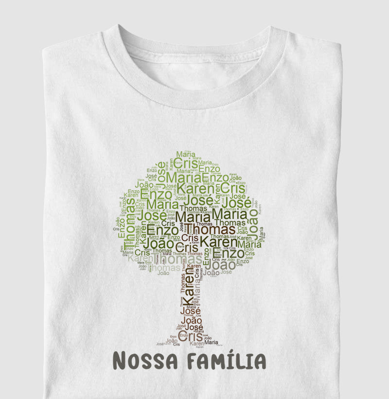 Camiseta personalizada Árvore da Vida com Nomes da Família