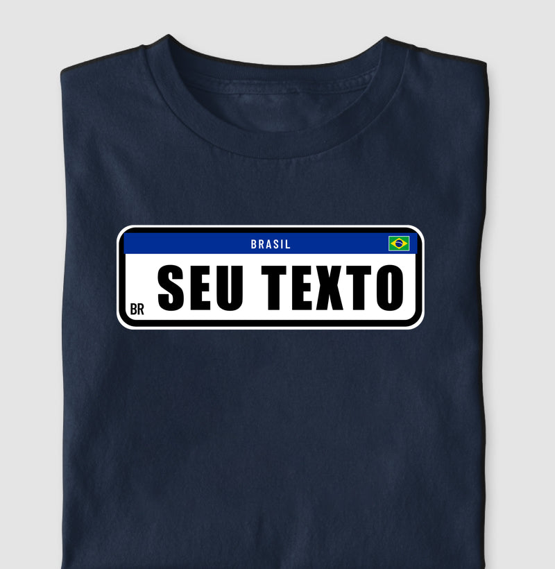 Camiseta Personalizada Placa de Carro com Nome ou Frase