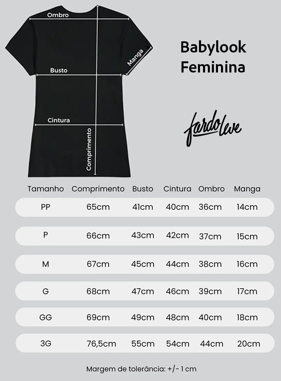 Tabela de medidas babylook