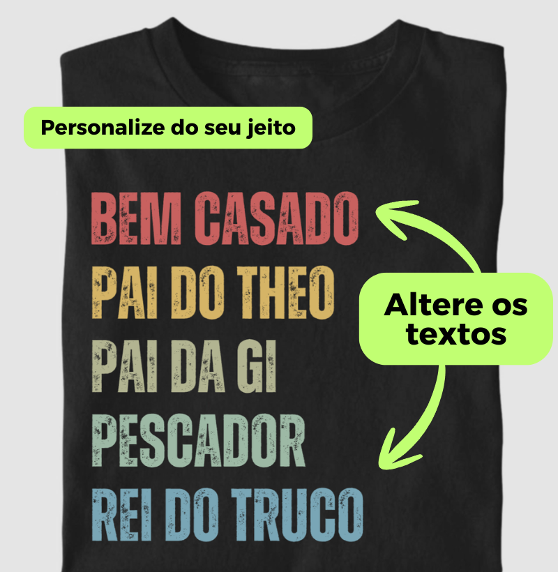 Camiseta Personalizada 5 Palavras que Definem Quem Você Ama